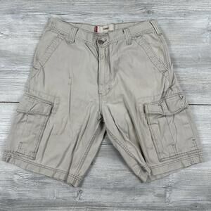 VTG Levis Cargo Shorts Men 33 Off White All Cotton Grunge Skate Utility Y2K